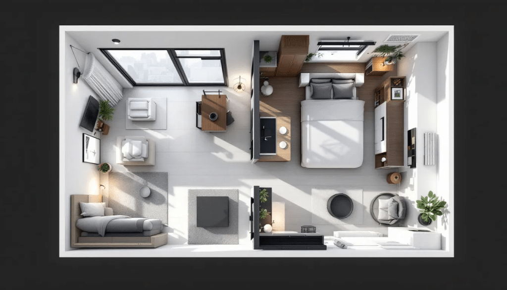 Ein Screenshot eines 3D-Raumplaners, der eine Wohnung darstellt.