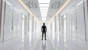 Eine Person erlebt einen Grundriss in Virtual Reality.